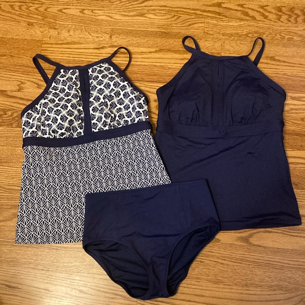 Navy Blue Mix and Match Lands End Swimming Suit